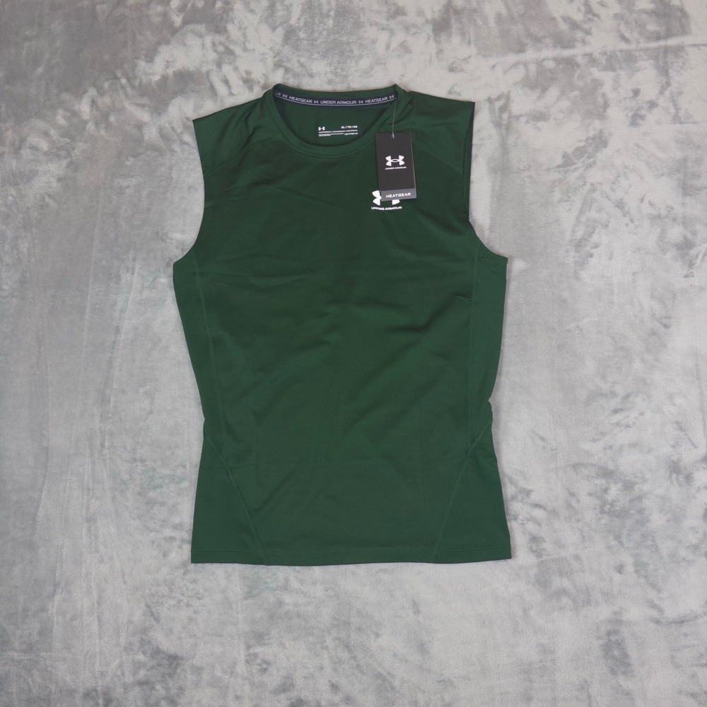 NWT Under Armour Compression Tank Top Mens XL Green HeatGear Sleeveless Gym